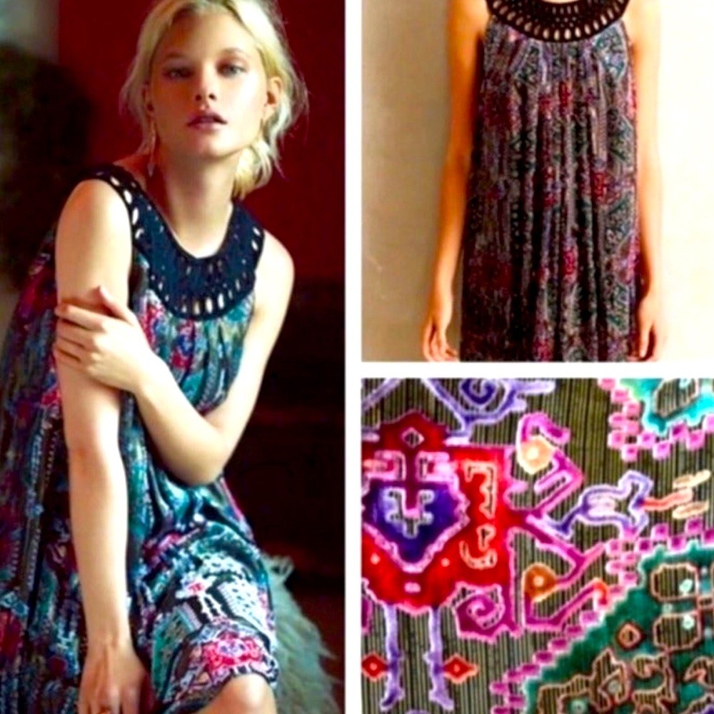 Anthropologie Moulinette Soeurs Linnea Silk Blend Velvet Burnout mini dress S